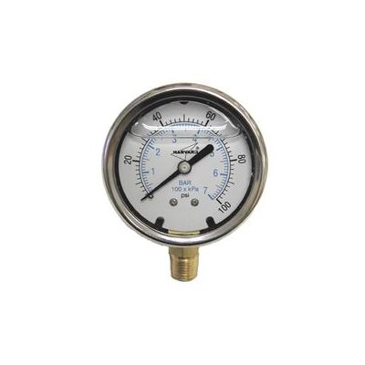 1 / 4" X 2.5" 200# NO-LEAD LIQUID FILL GAUGE